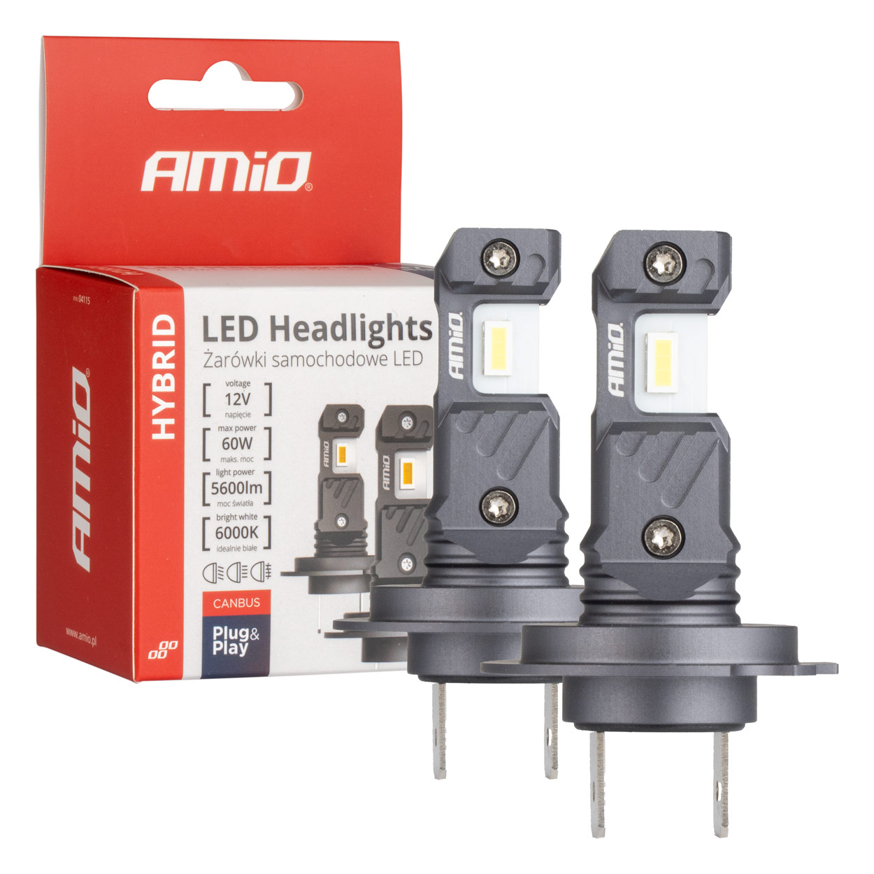 Amio pirn led Hybrid H7/H18 LED 60W 6000K canbus 2tk