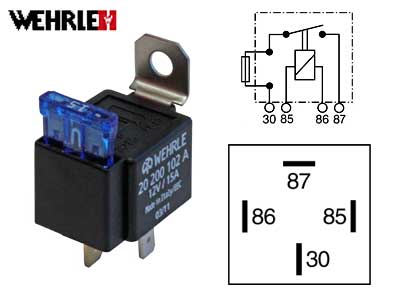 Relee 12V 15A 4-klemmi kaitsmega