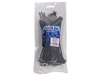 Kaablivits 200mm x 4,8mm must 100tk pakk Autoline
