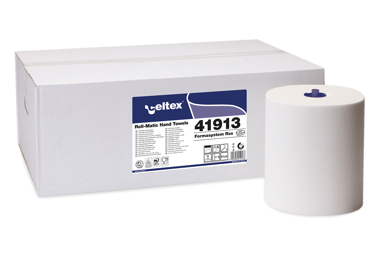 Celtex rullkätepaber 130m,laius 19cm, 2-kihiline, valge 6pk